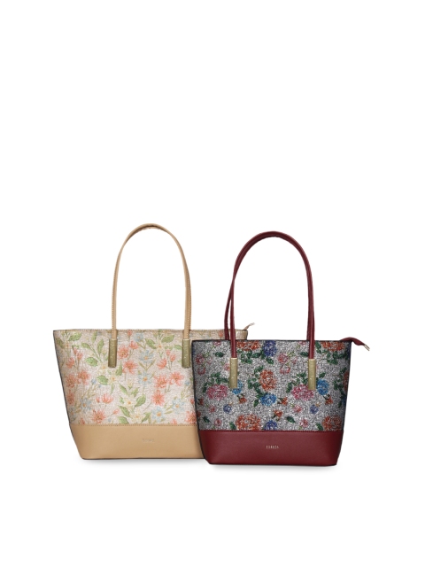 

ESBEDA Set Of 2 Beige & Maroon Printed Shoulder Bag