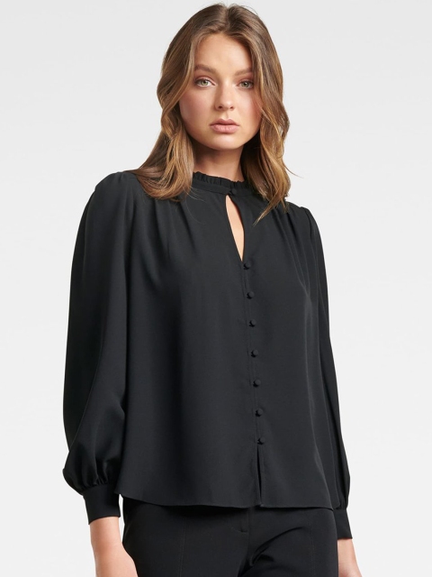 

Forever New Women Black Solid A-Line Top