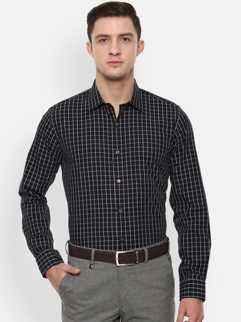 

Van Heusen Men Black & White Slim Fit Checked Formal Shirt