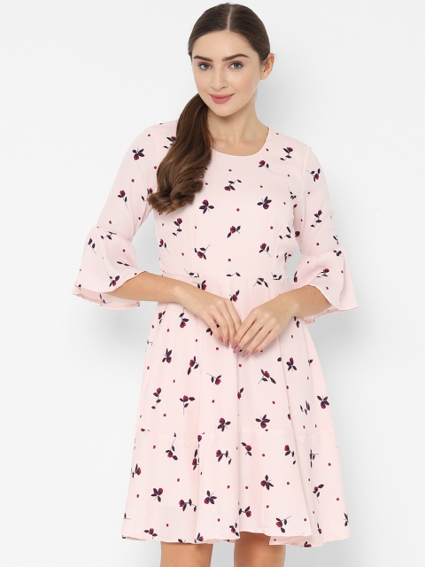 

Allen Solly Woman Pink & Navy Blue Printed Fit and Flare Dress