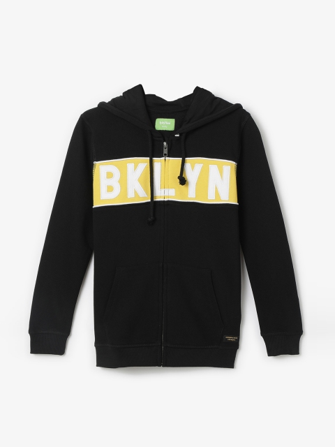

Bossini Boys Black & Yellow Printed Hooded Sweatshirt