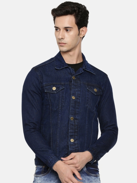 

CINOCCI Men Solid Denim Jacket, Navy blue