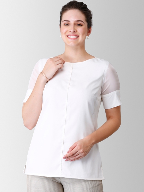 

FableStreet Women White Solid Top