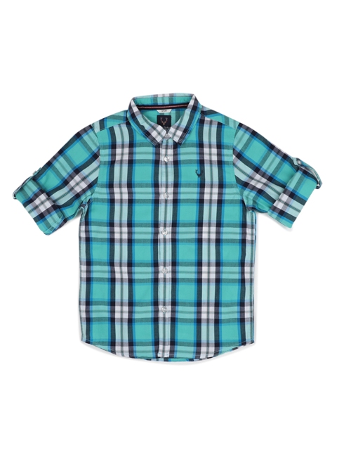 

Allen Solly Junior Boys Sea Green & Blue Regular Fit Checked Casual Shirt