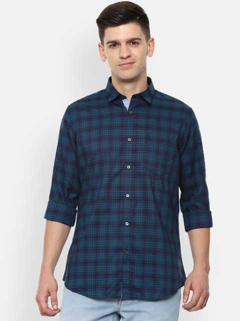 

Van Heusen Sport Men Green & Blue Slim Fit Checked Casual Shirt