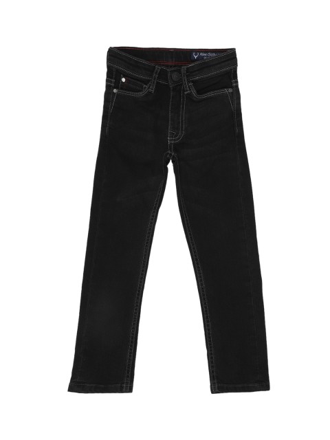 

Allen Solly Junior Boys Black Regular Fit Mid-Rise Clean Look Stretchable Jeans