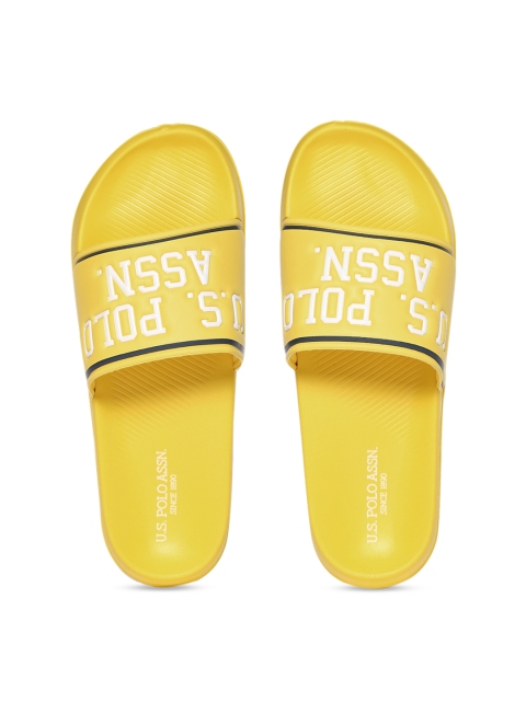 

U.S. Polo Assn. Men Yellow & White Self Design Sliders