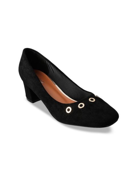 

SOLE HEAD Women Black Solid Pumps