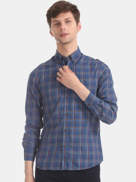

Arrow Sport Men Blue & Red Slim Fit Checked Semiformal Shirt