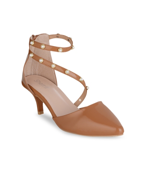 

Sherrif Shoes Women Tan Brown Embellished Pumps