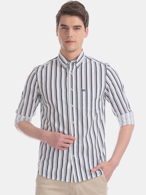 

Arrow Sport Men White Slim Fit Striped Casual Shirt