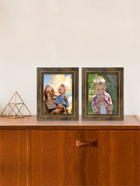 

RANDOM Set of 2 Brown & Gold Coloured Textured Photo Frames