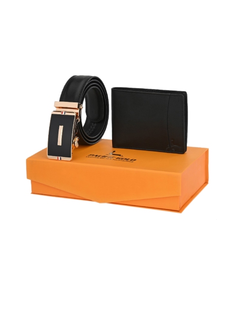 

Pacific Gold Men Black Belt & Wallet Accessory Gift Set