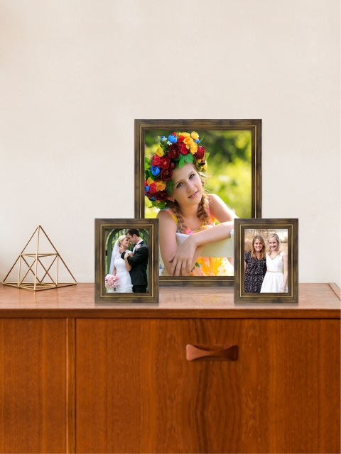 

RANDOM Set Of 3 Gold-Toned Photo Frames