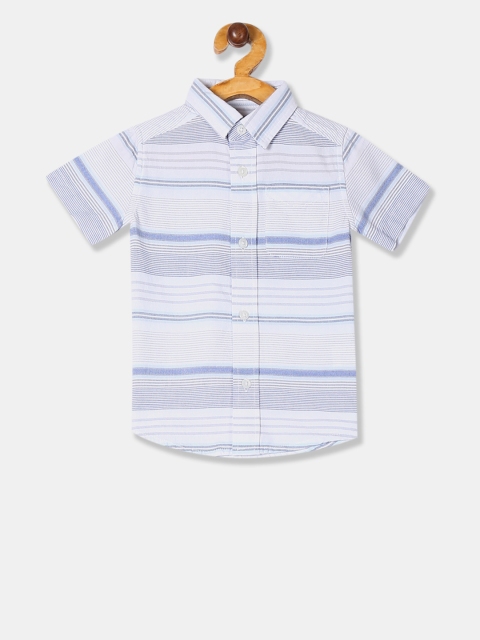 

The Childrens Place Boys Blue & White Regular Fit Striped Casual Shirt