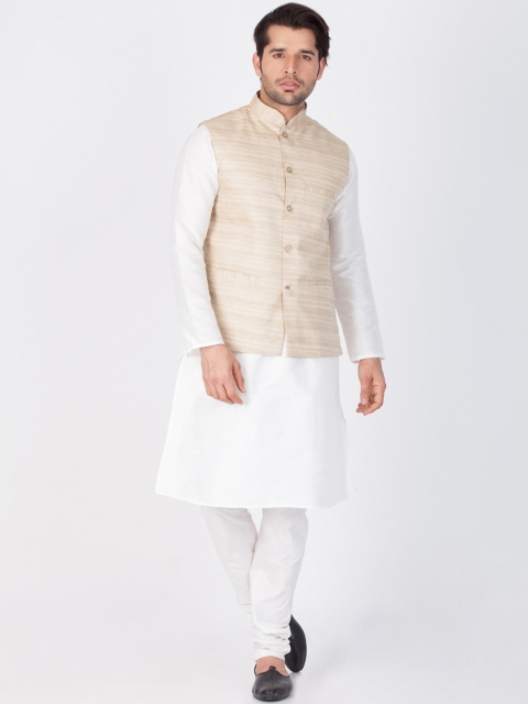 

VASTRAMAY Men White Solid Kurta Set