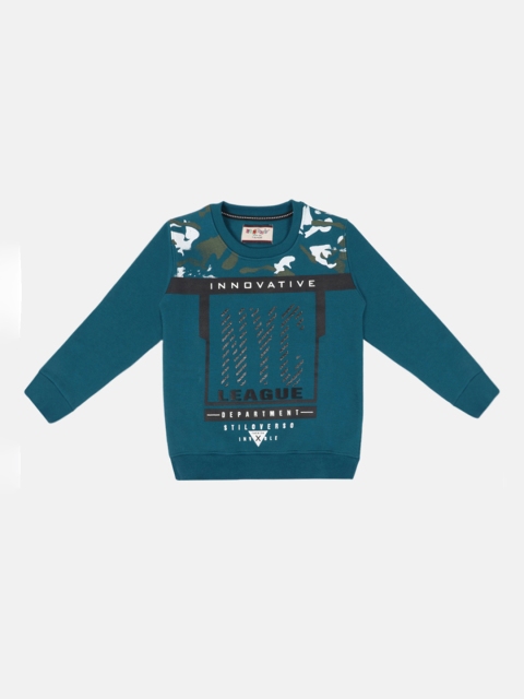 Lil Tomatoes Boys Green & Black Printed Sweatshirt