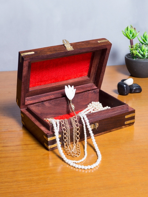 

Golden Peacock Brown Handcrafted Wooden Multi-Purpose Box Showpiece