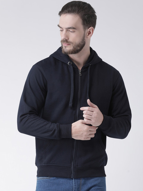 

GRIFFEL Men Navy Blue Solid Hooded Sweatshirt