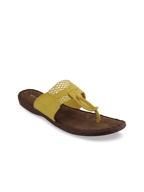 Women Yellow Solid Open Toe Flats