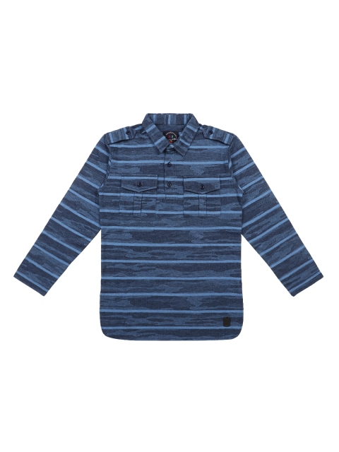 

Lil Tomatoes Boys Blue Printed Polo Collar T-shirt