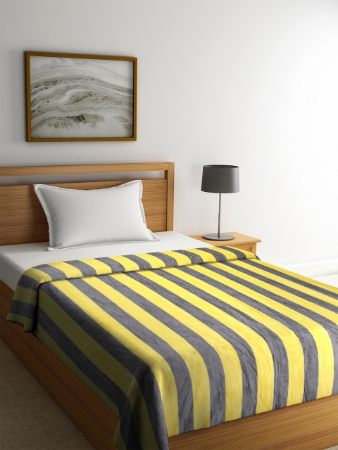 

Portico New York Grey & Yellow Striped AC Room 350 GSM Single Bed Blanket
