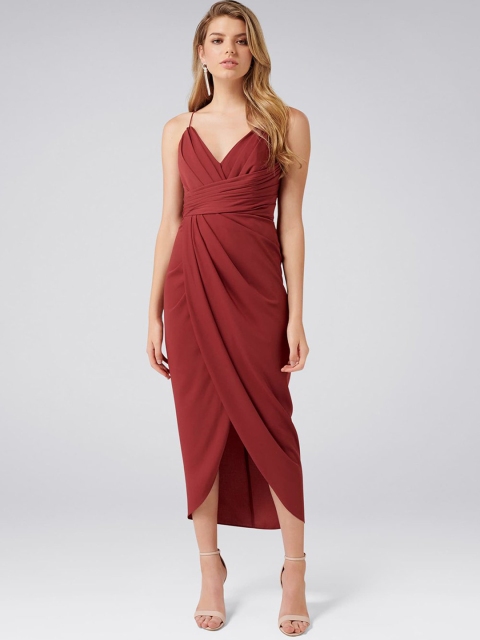

Forever New Women Maroon Solid Wrap Dress