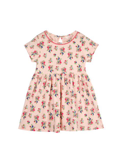

Budding Bees Girls Peach-Coloured Floral Printed Fit and Flare Dress