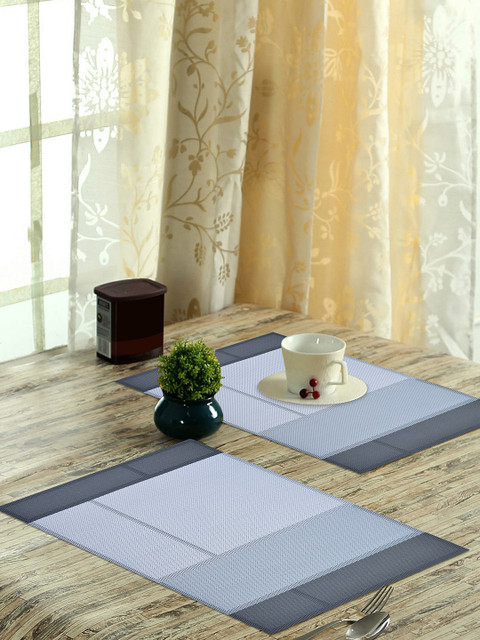 

OBSESSIONS Set of 6 Blue & Grey Vinyl Maze Dining Table Mat