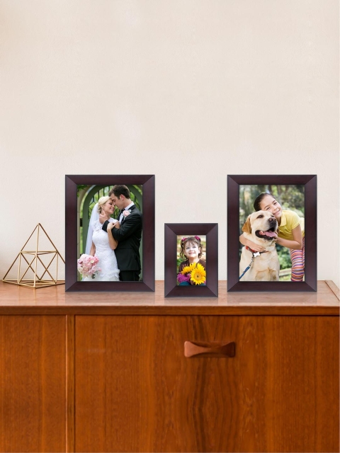 

RANDOM Set of 3 Coffee Brown Solid Photo Frames