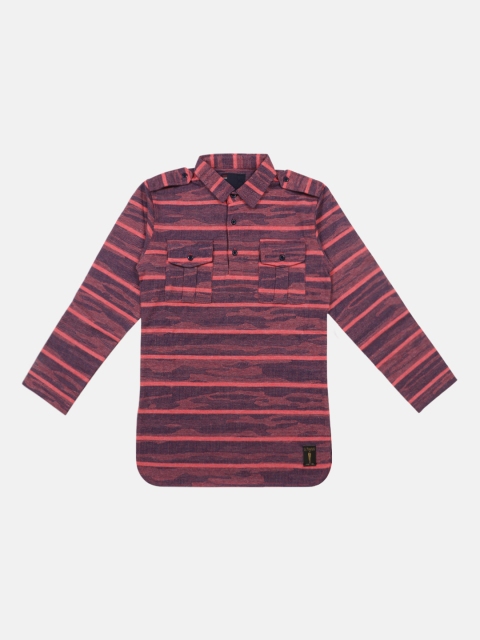 

Lil Tomatoes Boys Red & Blue Striped Pathani Style Kurta