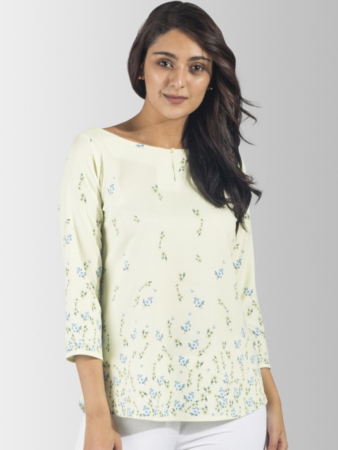 

FableStreet Women Green Printed A-Line Top