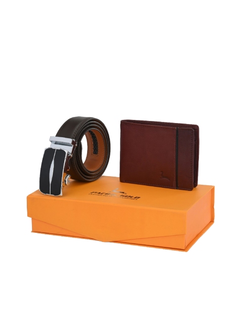 

Pacific Gold Men Brown Belt & Wallet Accessory Gift Set