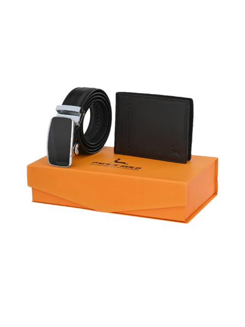 

Pacific Gold Men Black Belt & Wallet Accessory Gift Set