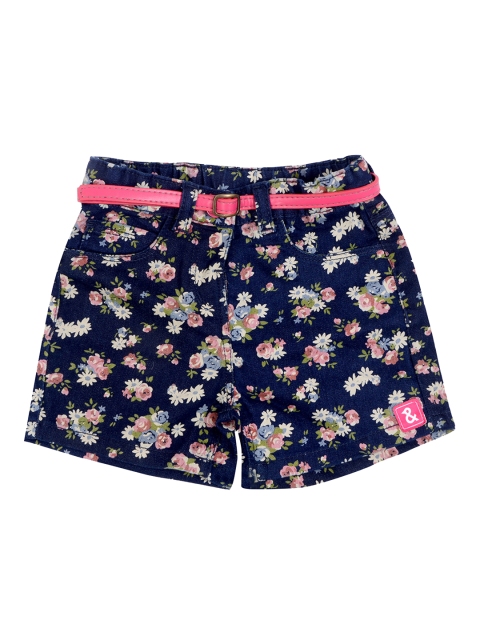 

TALES & STORIES Girls Blue Printed Regular Fit Regular Shorts
