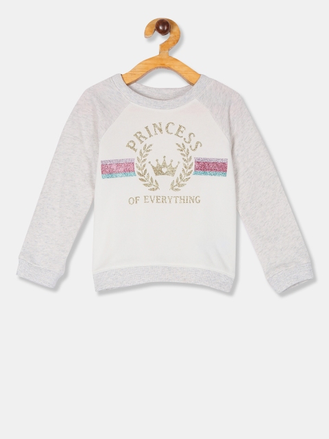 

The Childrens Place Girls Off-White Printed Sweatshirt
