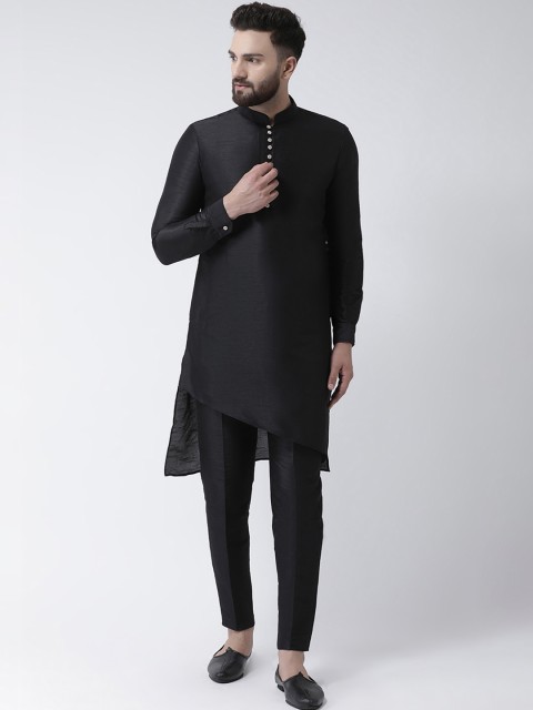 

I Know Men Black Solid Kurta with Trousers