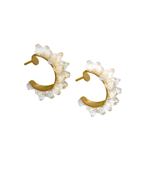 

Foxy Sperks White Circular Gold-Plated Half Hoop Earrings