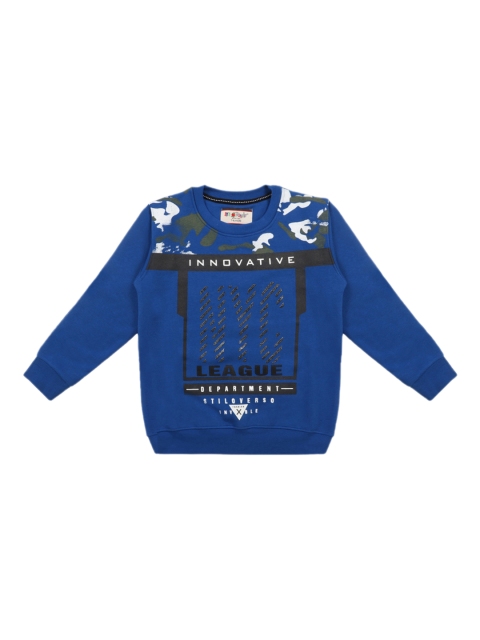 

Lil Tomatoes Boys Blue & Black Printed Sweatshirt