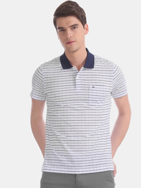 

Arrow Men White Checked Polo Collar T-shirt