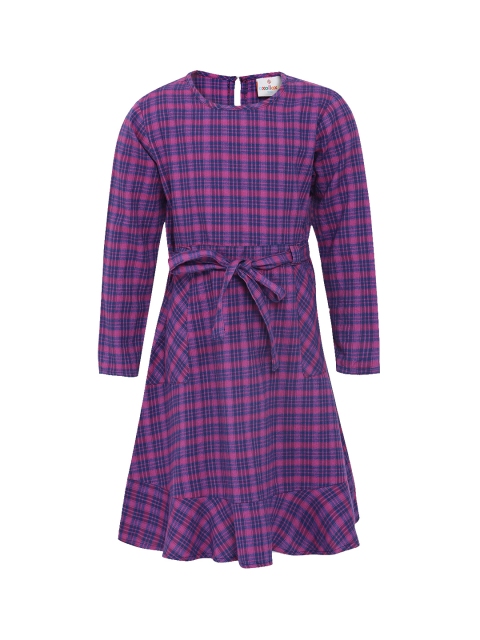 

Oxolloxo Girls Purple Checked Fit and Flare Dress