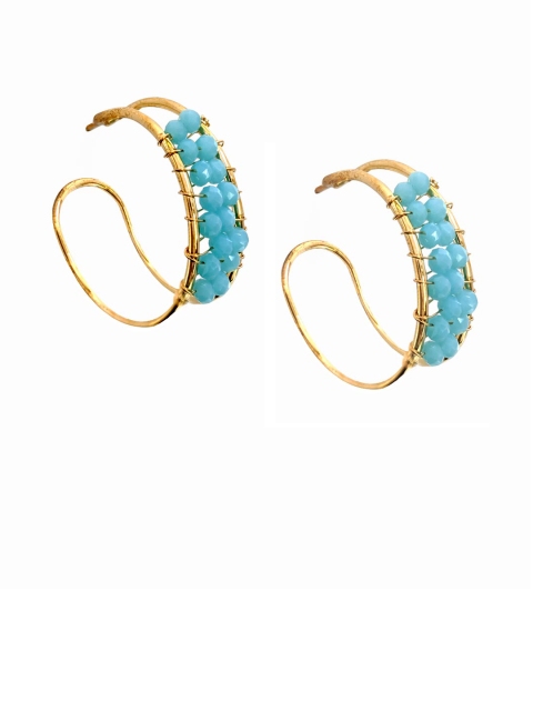 

Foxy Sperks Gold-Plated Turquoise Blue Circular Half Hoop Earrings