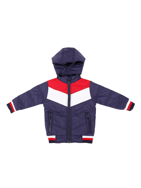 

Pantaloons Baby Boys Colourblocked Puffer Jacket, Navy blue