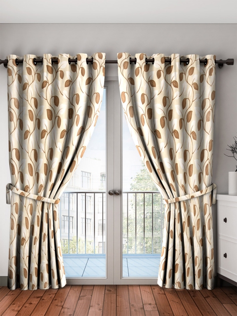 

Home Sizzler Beige Set of 2 Floral Door Curtains