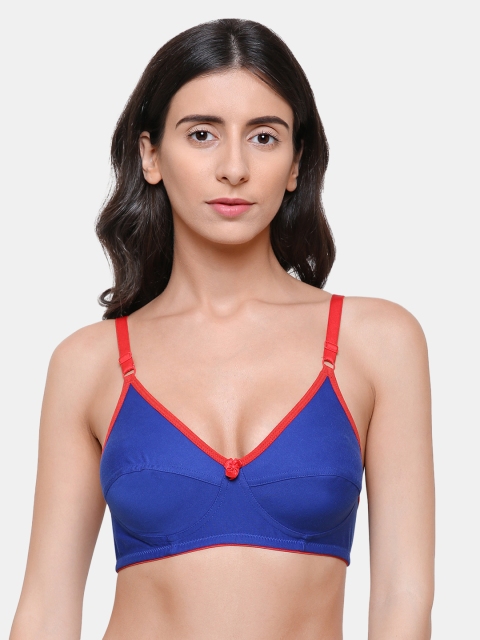 

College Girl Blue Solid Non-Wired Non Padded Everyday Bra X2