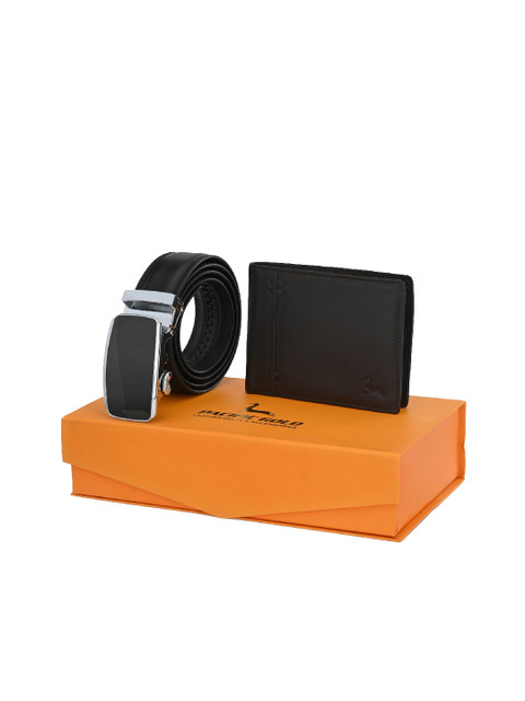 

Pacific Gold Men Black Belt & Wallet Accessory Gift Set