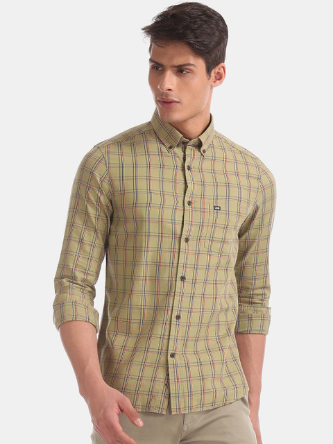 

Arrow Sport Men Green & Navy Blue Slim Fit Checked Casual Shirt
