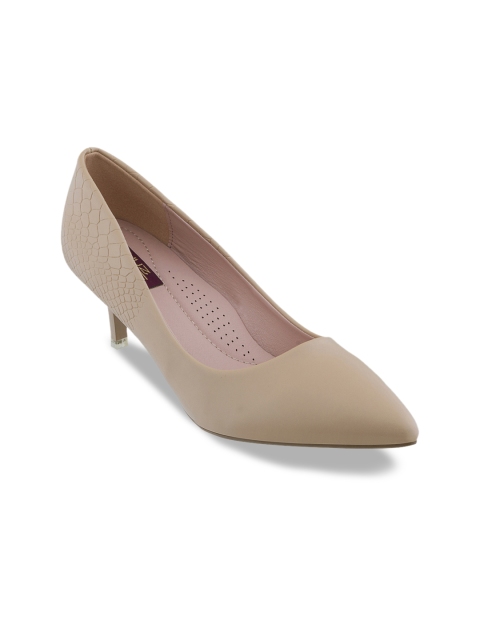 

SHUZ TOUCH Women Beige Textured Kitten Heels