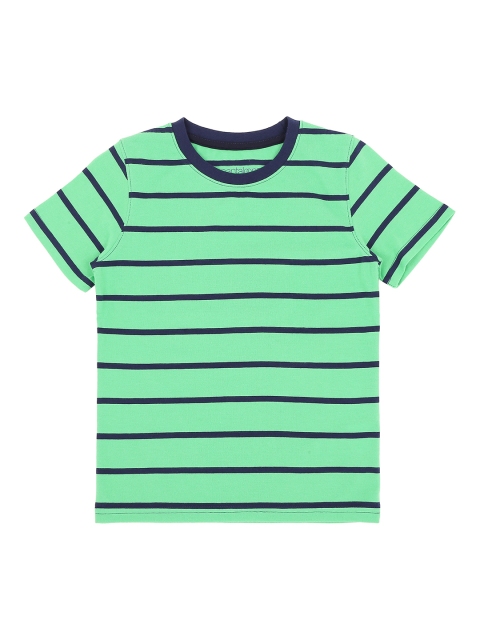 

Pantaloons Junior Boys Green & Blue Striped Round Neck T-shirt