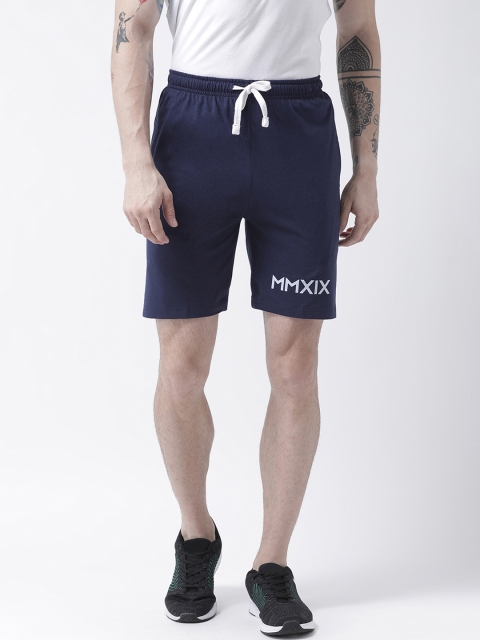 

GRIFFEL Men Navy Blue Solid Regular Fit Regular Shorts